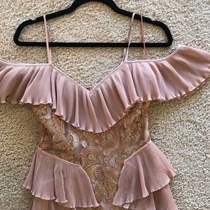 Alice McCall size 2 blush and gold off shoulder